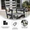 Flash Furniture Tolleson Adirondack Dining Chair w/Fold Out Cup Holder, Weather Resistant Recycled HDPE in Gray LE-HMP-2037-10-GRY-GG